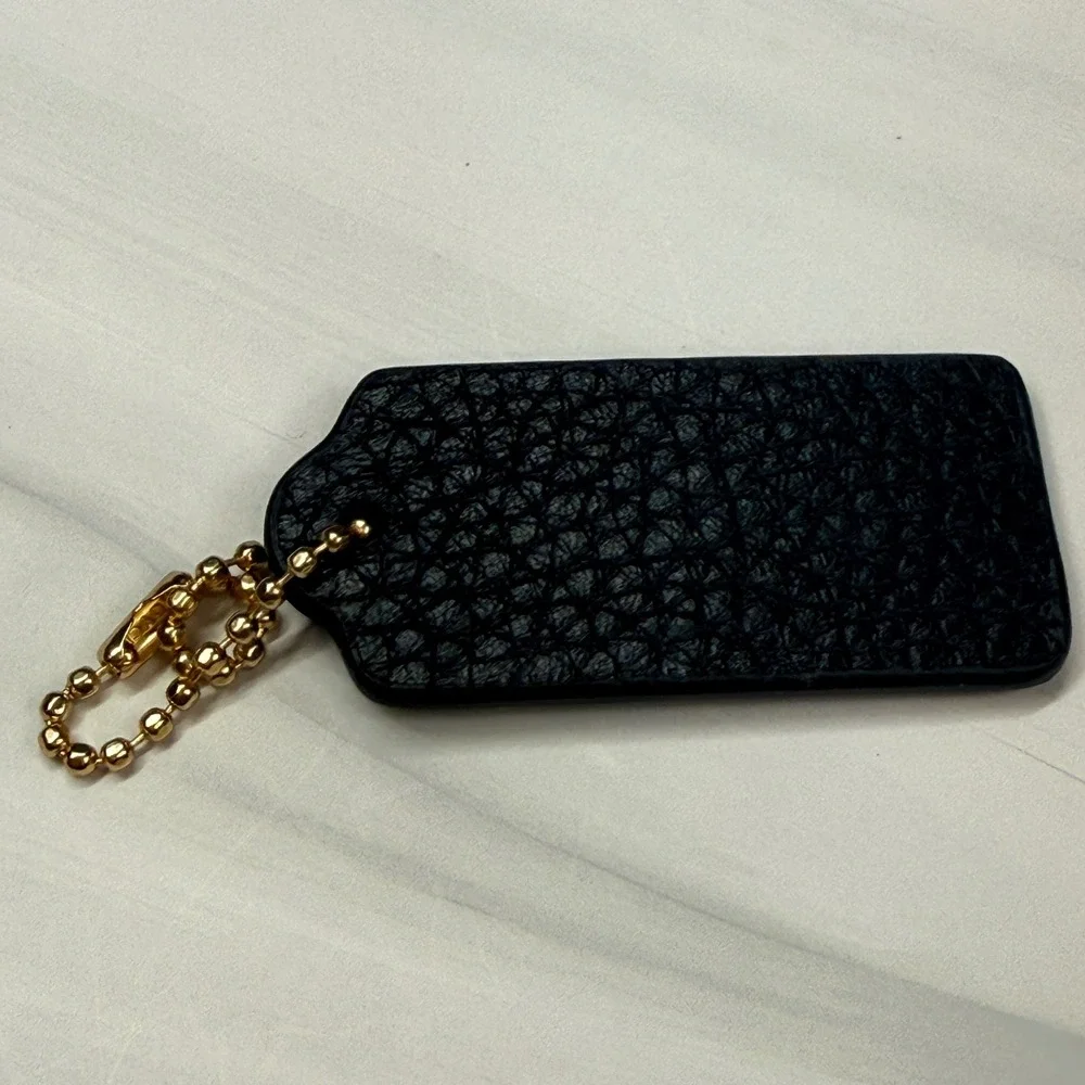 Coach Black Pebbled Leather Hangtag Replacement Gold Ball Chain Charm